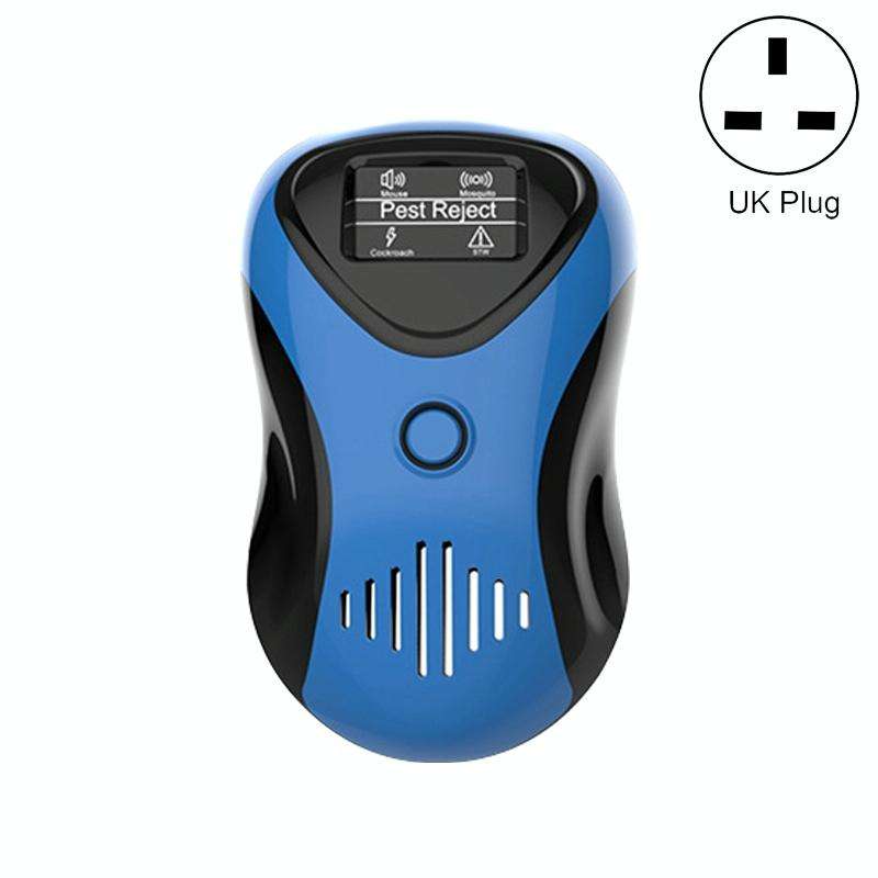 Ultrasonic Mouse Repeller Energy-Saving Silent Insect Repeller, Plug Type:UK Plug(Blue Black)