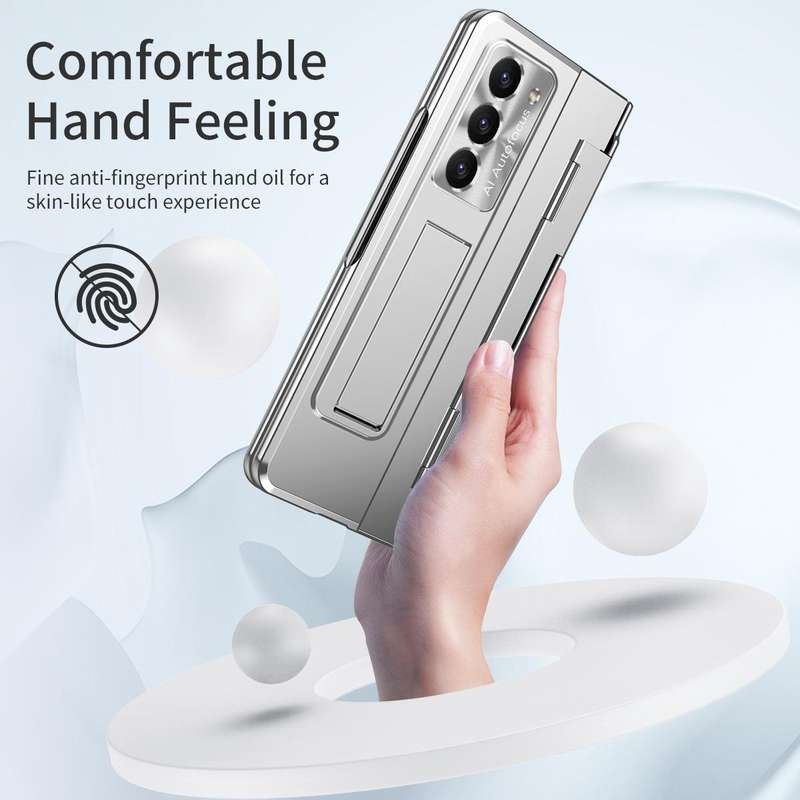 For Samsung Galaxy Z Fold5 5G Integrated Folding Hinge Phone Case with Stylus(Silver)