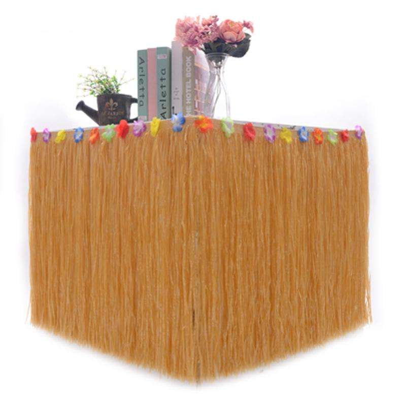 Hawaiian Table Dress Seaside Party Festive Bazaar Table Decorations, Size: 276x30cm(Straw Color)
