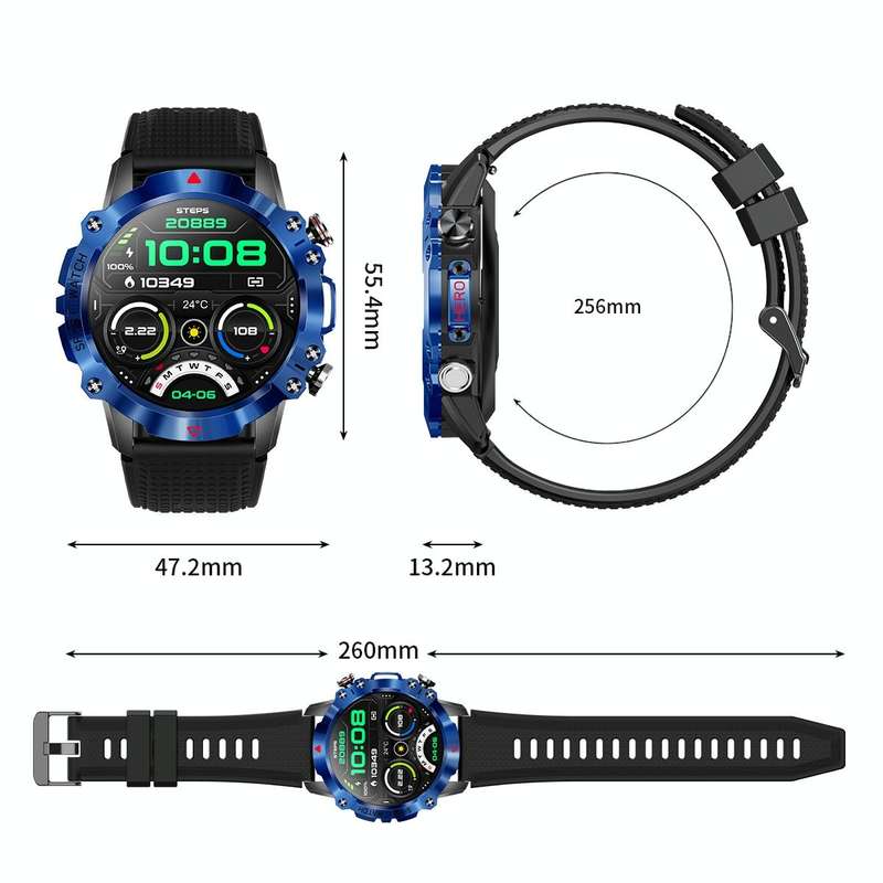 K10 1.39 inch IP67 Waterproof Smart Watch, Support Heart Rate / Sleep Monitoring(Black Blue)