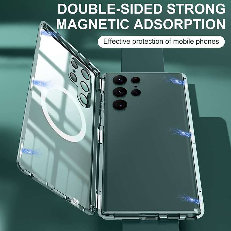 For Samsung Galaxy S22 Ultra 5G Lens Protector MagSafe Double Sided Magnetic Phone Case(Green)