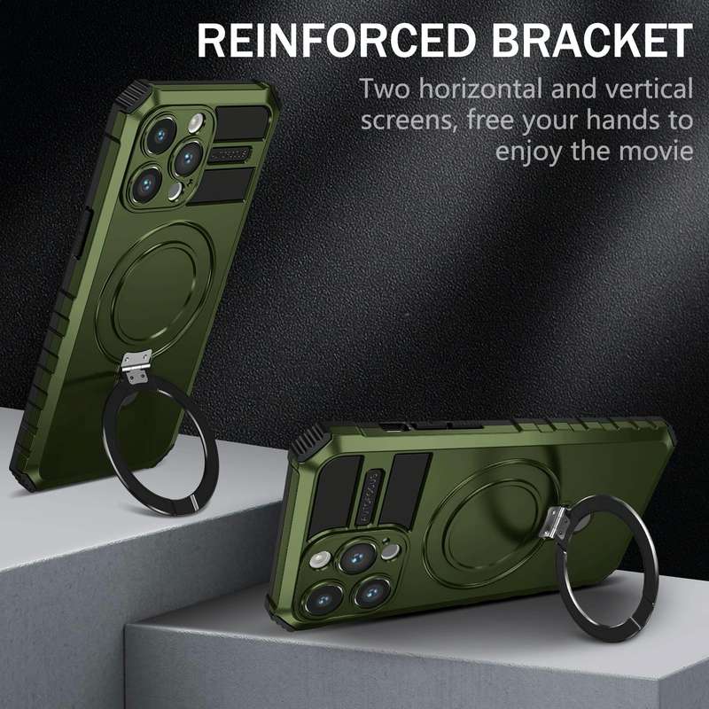 For iPhone 15 Pro MagSafe Magnetic Holder Phone Case(Green)