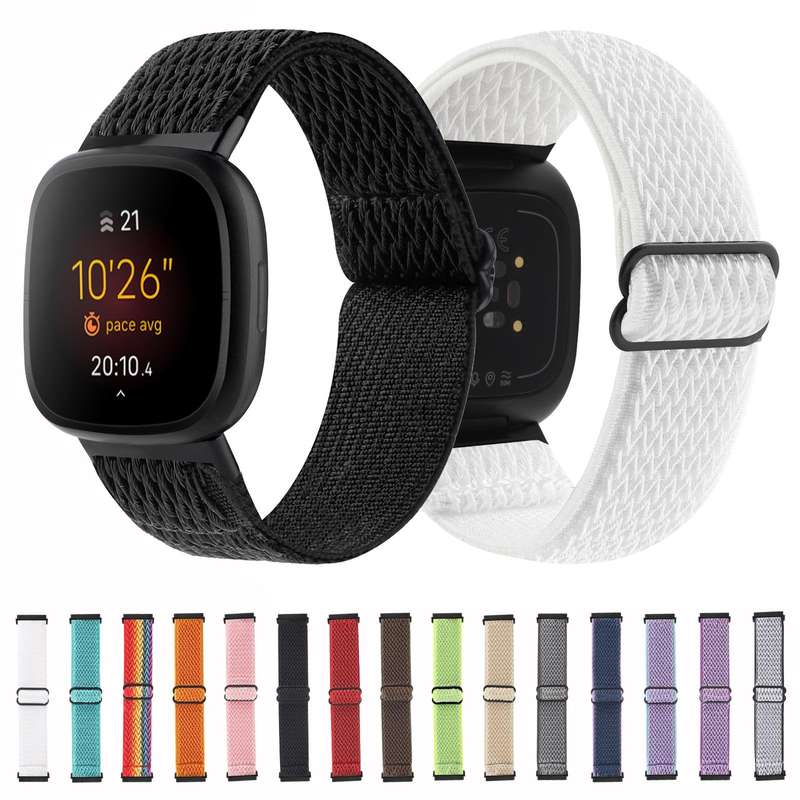 For Fitbit Versa 4 / Sense 2 Universal Wave Nylon Watch Band(Army Green)