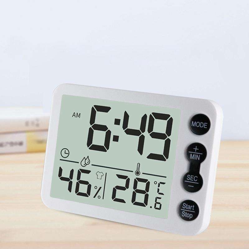 Multifunctional Indoor Thermometer And Hygrometer Large Screen Alarm Clock Kitchen Electronic Cou...