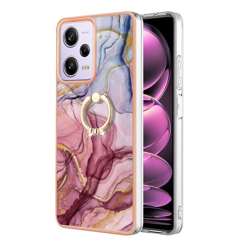 For Xiaomi Redmi Note 12 Pro 5G Global Electroplating Marble Dual-side IMD Phone Case with Ring(R...