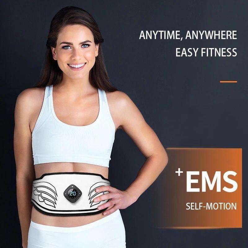 Belly Fat Reduction Massage Belt 20 Massage Levels EMS Abdominal Vibration Belt(White)