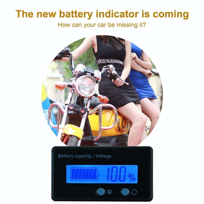 H6133 12V-84V Lead-acid Battery Voltage Tester Percentage Voltmeter Gauge Lithium Battery Status ...