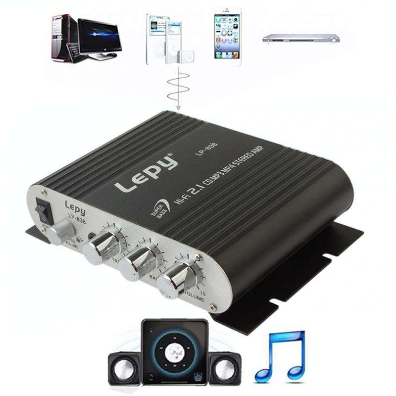 Car 2.1CH HIFI Subwoofer Amplifier Audio, Support MP3(Black)
