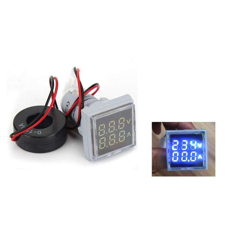 AD16-22FVA Square Signal Indicator Type Mini Digital Display AC Voltage And Current Meter(White)