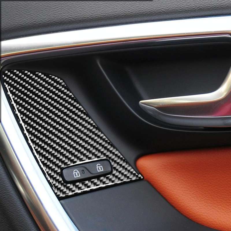 4 PCS Car Carbon Fiber Window Lifting Button Decorative Stickers for Volvo V60 / XC60 2010-2017 /...