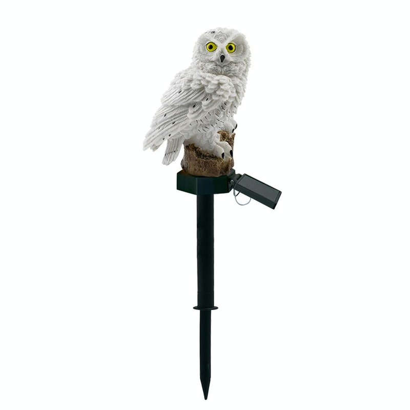 Solar Powered Owl Shape LED Night Light Garden Lawn Lamp(White)