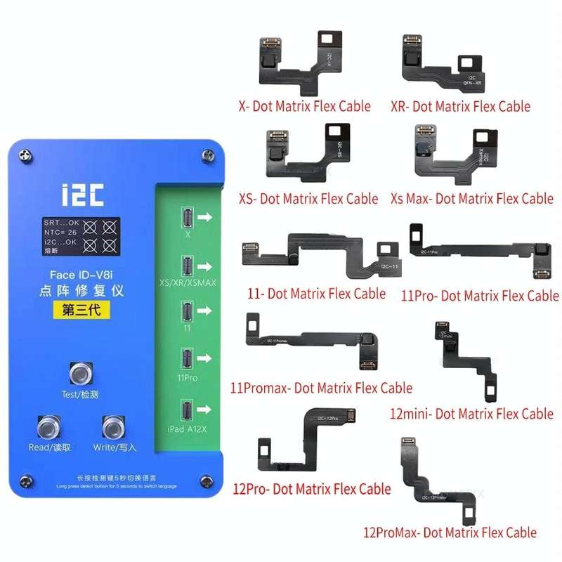 i2C IFace-V8i 3rd Face ID Dot Matrix Projection Repair Programmer With Flex Cable For iPhone X-12...
