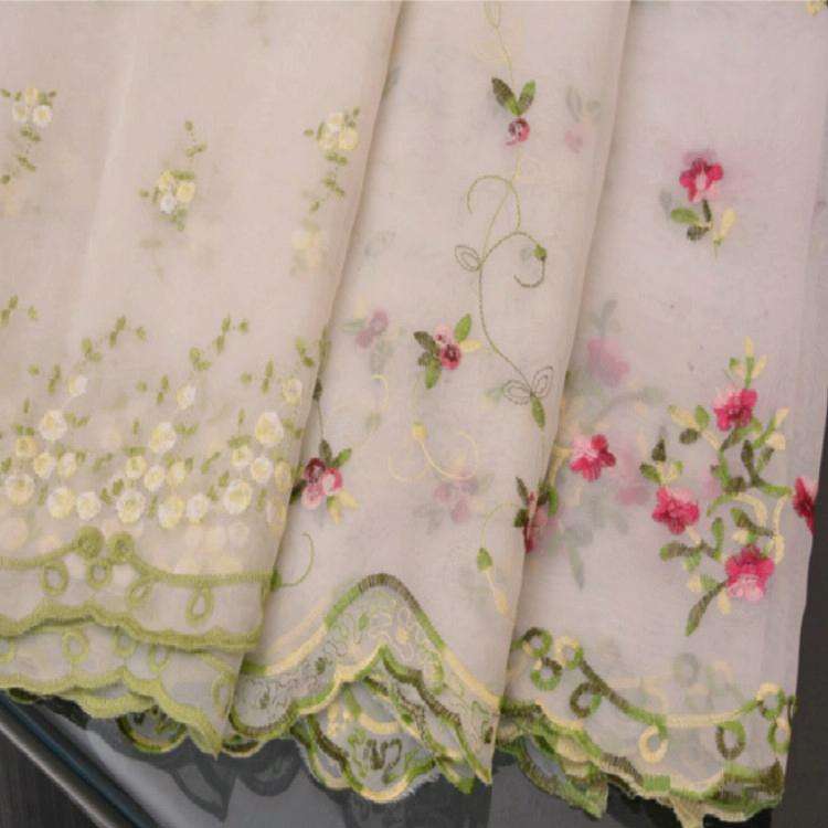 Simple Pastoral Embroidery Flower Window Bbalcony Flower Window Tulle Curtain, Size: 150cm x 65cm...