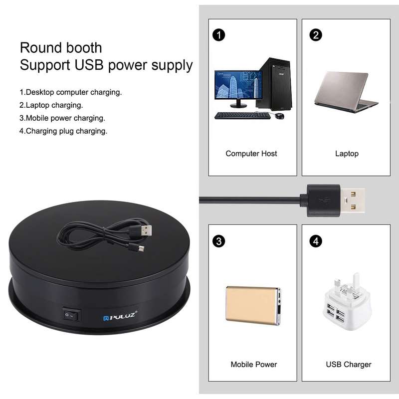 PULUZ 15cm USB Electric Rotating Turntable Display Stand Video Shooting Props Turntable for Photo...
