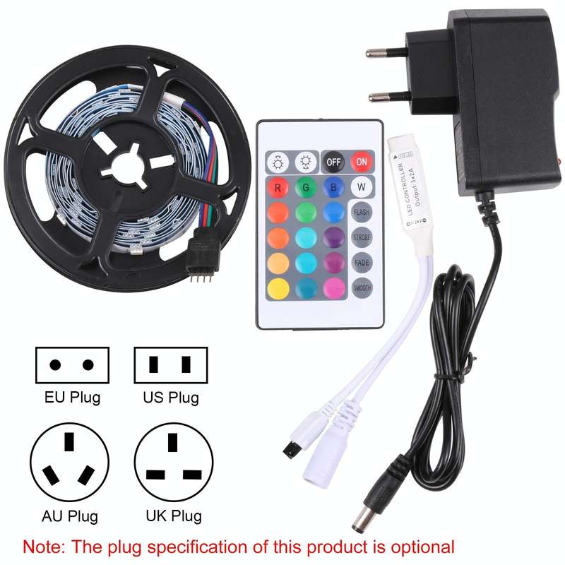 Bare Board 5050 SMD RGB LED Rope Light, 30 LED/m, Length: 2m, 12V 2A 100-240V, with 24-key Remote...