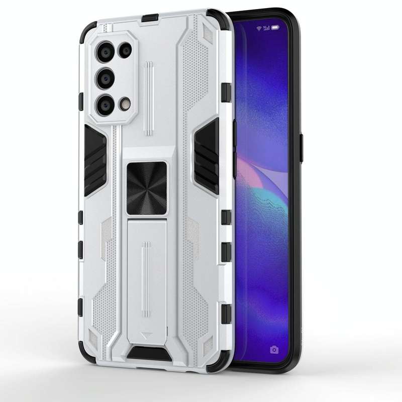 For OPPO Reno5 5G / 4G Supersonic PC + TPU Shock-proof Protective Case with Holder(Silver)