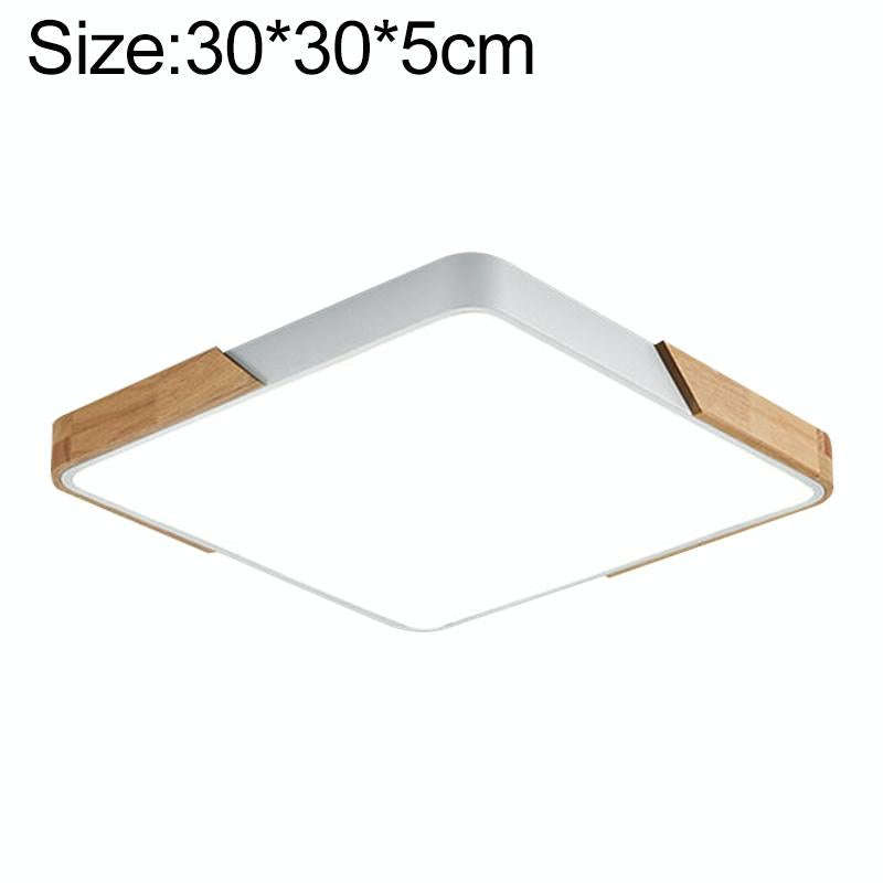 Wood Macaron LED Square Ceiling Lamp, White Light, Size:30cm(White)
