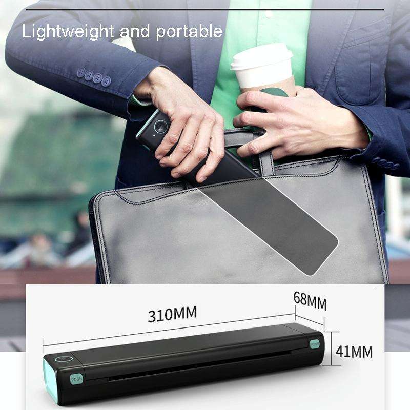 M08F Bluetooth Wireless Handheld Portable Thermal Printer(Black Green A4 Version)