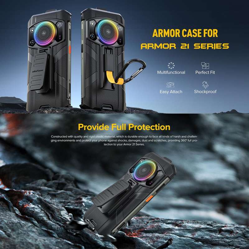 For Ulefone Armor 21 Ulefone Back Clip Phone Case with Carabiner(Black)