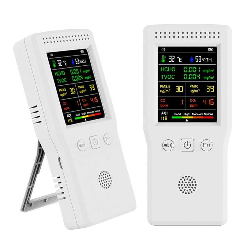 9 In 1 Air Quality Detector Handheld High Precision Formaldehyde Detector(White)