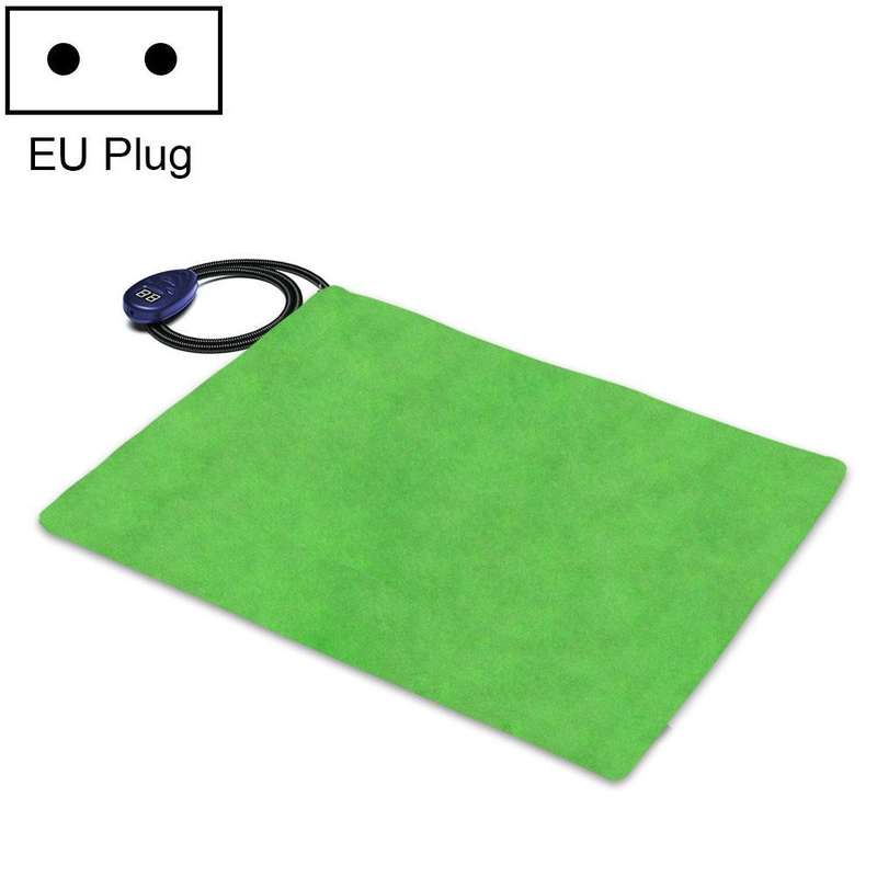40x30cm Green 12V Low Voltage Multifunctional Warm Pet Heating Pad Pet Electric Blanket(EU Plug)