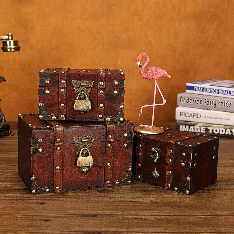 Wooden Square Vintage Jewelry Storage Box Indoor Shooting Props,Specification 6266 Large