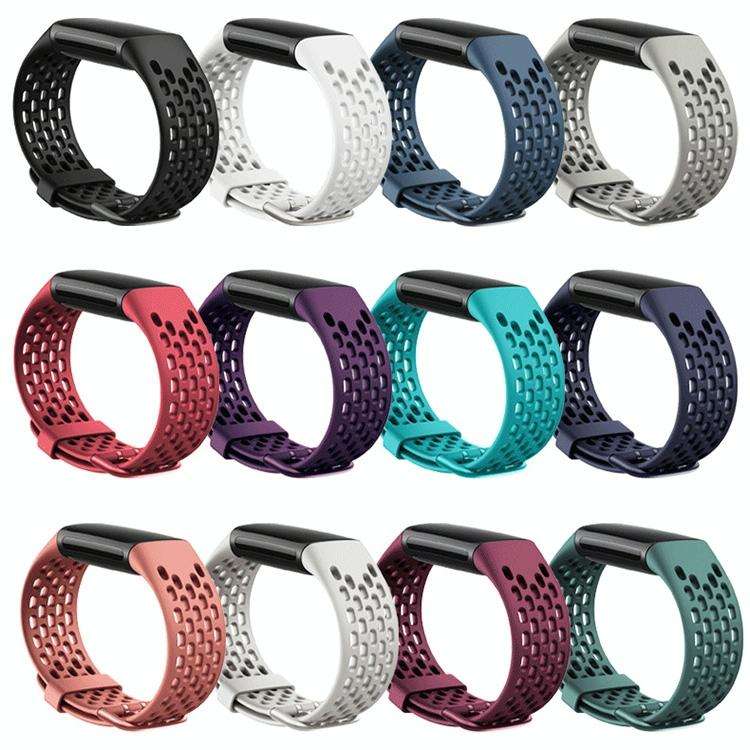 For Fitbit Charge 5 Silicone Hole Watch Band(Dark Blue)