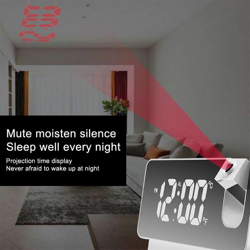 S282 Multifunctional Silent Electronic Digital Projection Clock(Black Shell Green Light)
