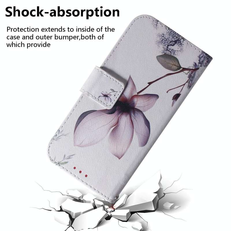 For OPPO Reno8 Coloured Drawing Leather Phone Case(Magnolia)