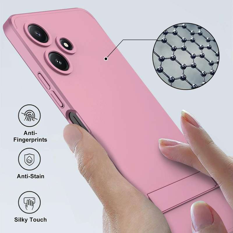 For Xiaomi Redmi 12 5G GKK Three Stage Splicing Full Coverage PC Phone Case with Stand(Rose Gold)
