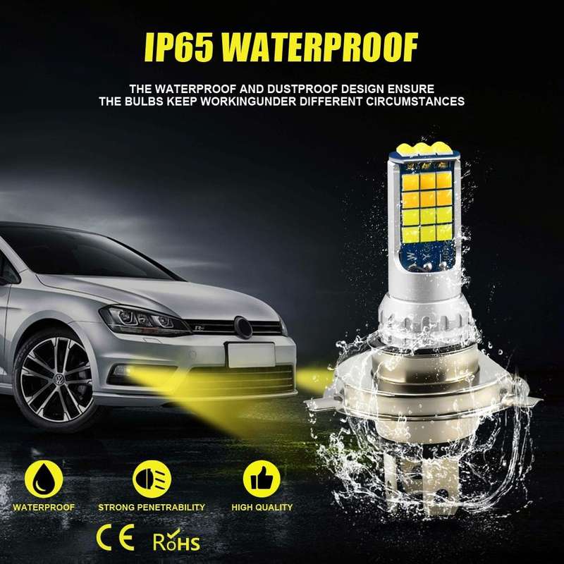 2 PCS V6 H4 DC9-36V 30W 3000LM IP65 Car LED Double Color Fog Light with 30LEDs SMD-2525 Lamp