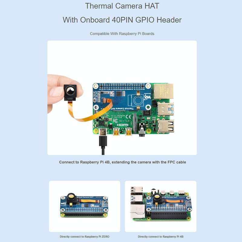 Waveshare Long-Wave IR Thermal Imaging Camera Module, 8062 Pixels, 45FOV(Type-C Port)