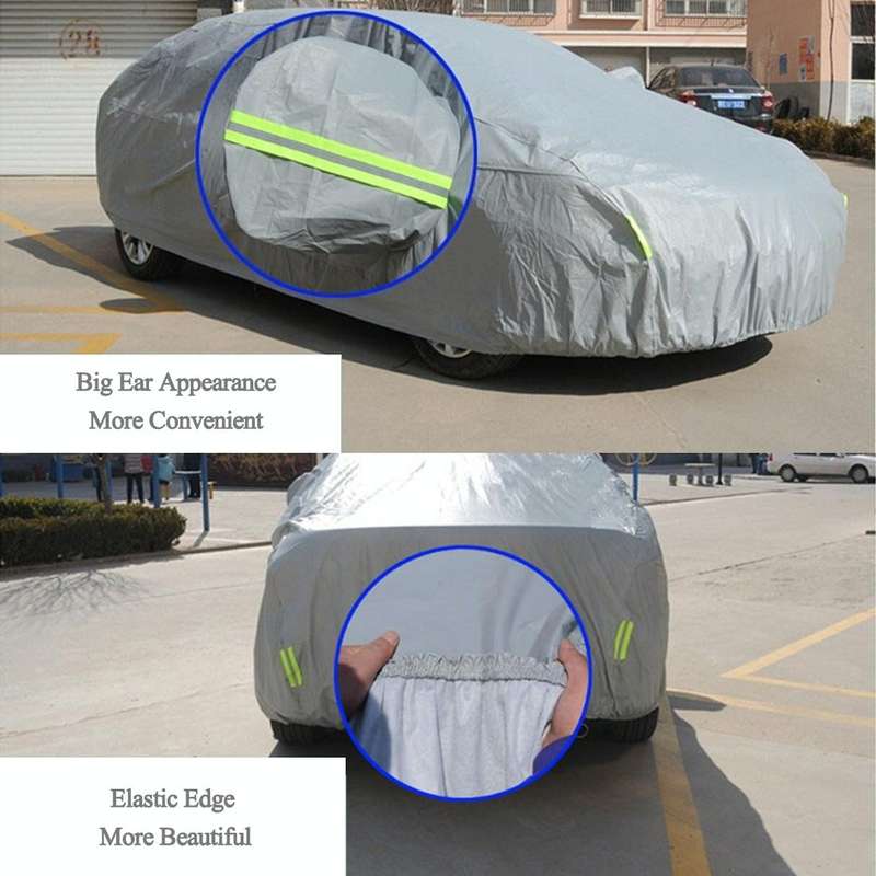 PEVA Anti-Dust Waterproof Sunproof SUV Car Cover with Warning Strips, Fits Cars up to 5.1m(199 in...