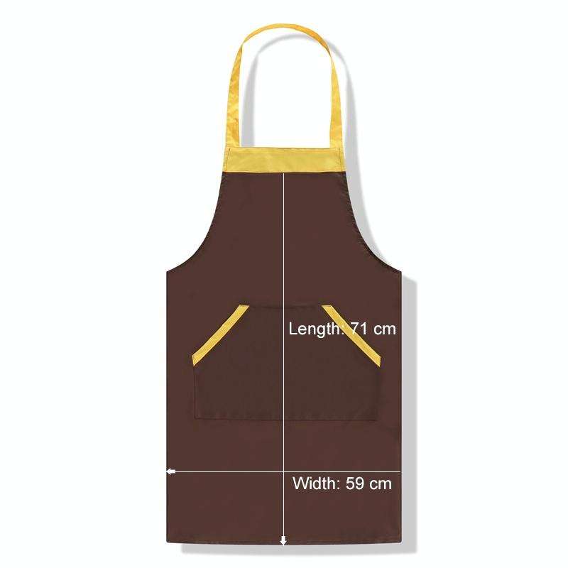 Solid Color Polyester Home Apron Antifouling Simple Adult Apron(Coffee)