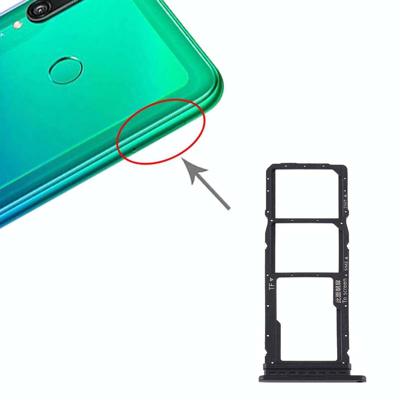 SIM Card Tray + SIM Card Tray + Micro SD Card Tray for Huawei Y7p (Black)