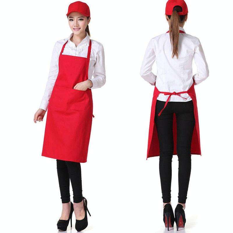 2PCS Kitchen Chef Aprons Cooking Baking Apron With Pockets(Orange)