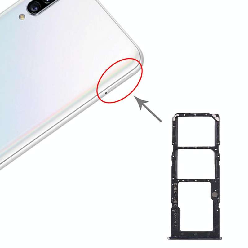 For Samsung Galaxy A30s SIM Card Tray + SIM Card Tray + Micro SD Card Tray (Black)