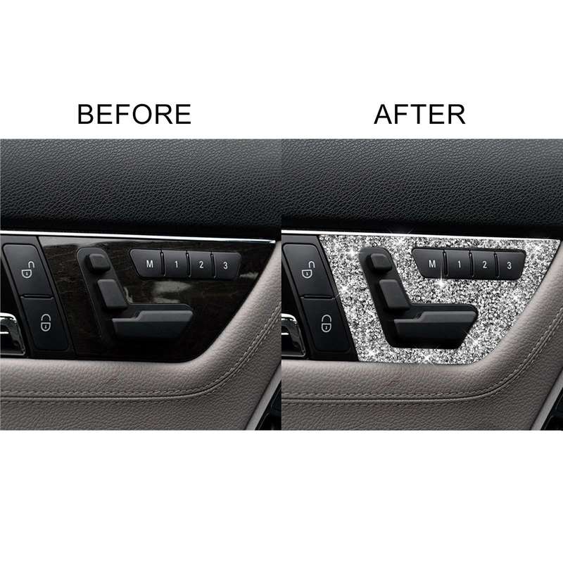 For Mercedes-Benz C-class W204 2007-2013 Car Seat Adjustment B Diamond Decorative Sticker, Left a...