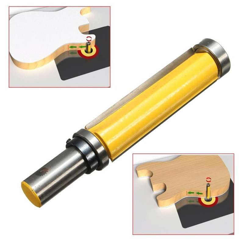 Double Bearing Trimming Knife Woodworking Milling Cutter, Style:1/4x1/2x25cm Black