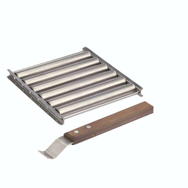Hot Dog Sausage Grill Stainless Steel Wooden Handle BBQ Rack Kitchen Tools(Boxed)
