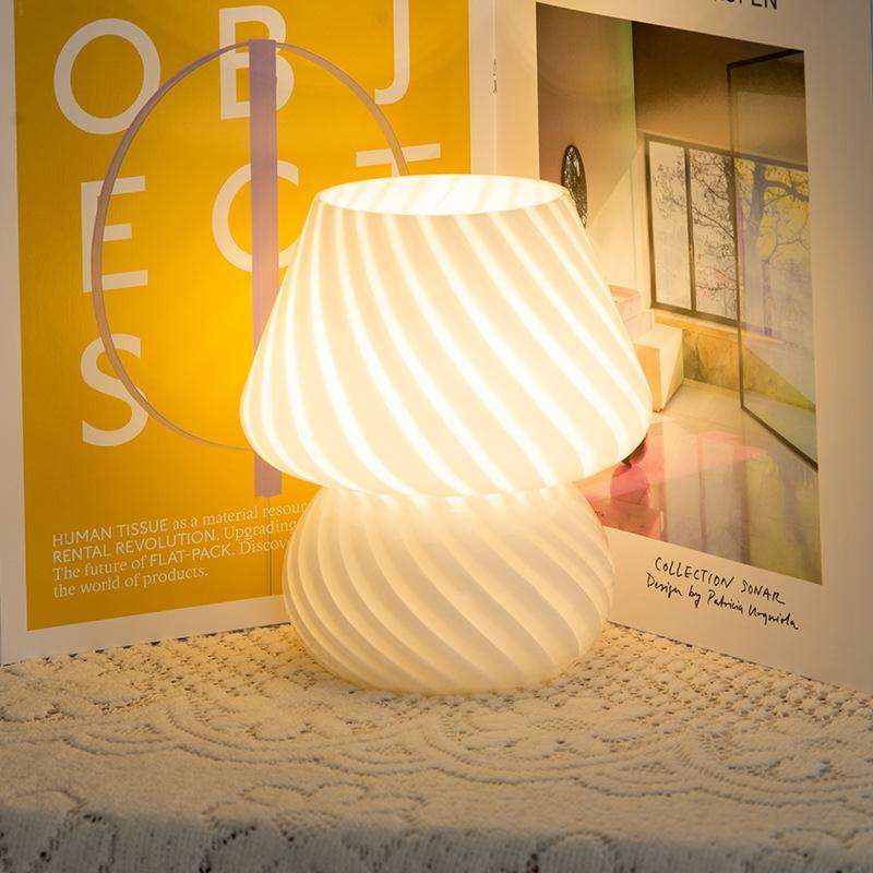 PJ-104 5W Mushroom Glass Bedroom Bedside Table Decoration Table Lamp, CN Plug, Specification Thre...