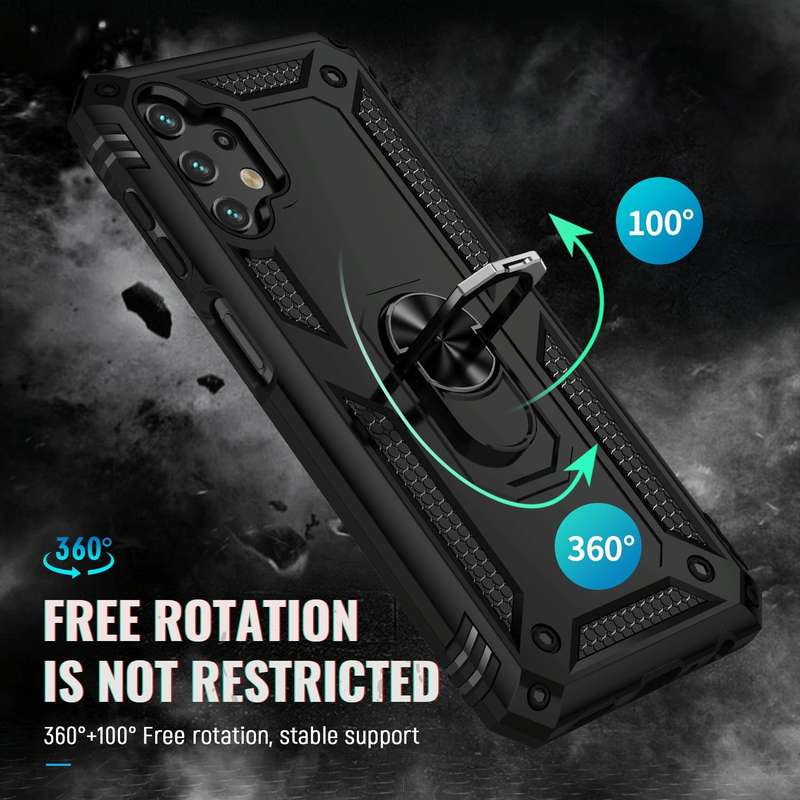 For Samsung Galaxy A13 4G Shockproof TPU + PC Phone Case with Holder(Black)