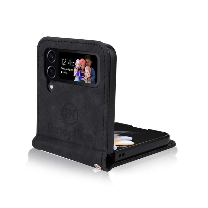 For Samsung Galaxy Z Flip4 BETOPNICE Dual-side Buckle Leather Phone Case(Black)