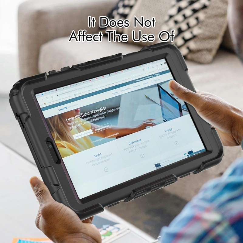For Lenovo Tab M8 4th Gen Silicone Hybrid PC Tablet Case with Shoulder Strap(Black)