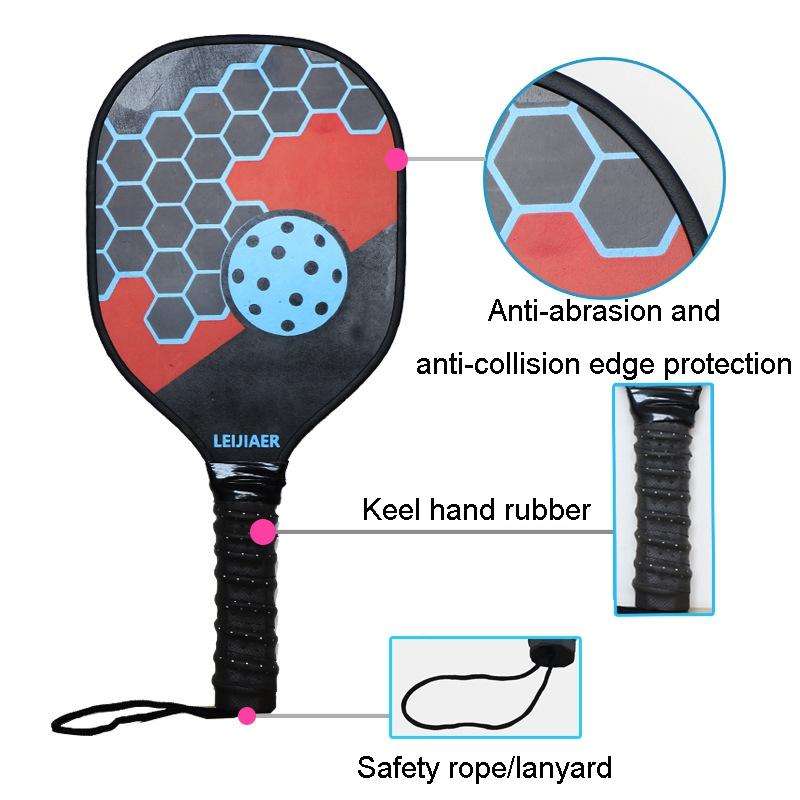 LEIJIAER 1pair Imitation Carbon Wood Pickleball Paddle Set With 2 Balls(Green)