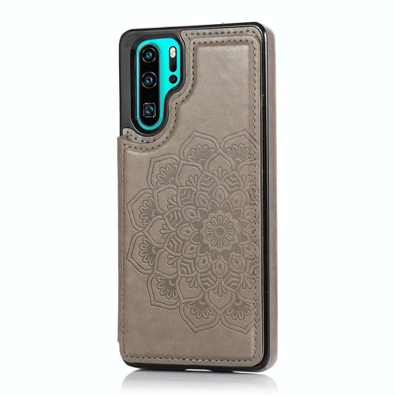 For Huawei P30 Pro Double Buckle Mandala Pattern PU+TPU Protective Case with Card Slots & Holder ...