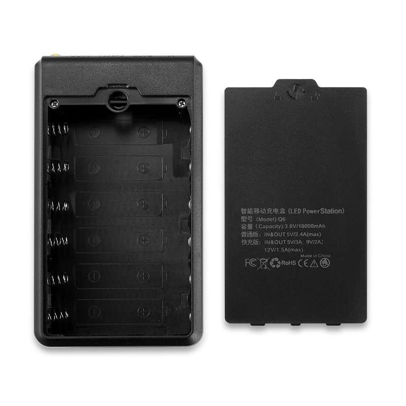Q6 Removable 6 Sections 18650 Battery Box Charger Case, Style: Ordinary(Black)