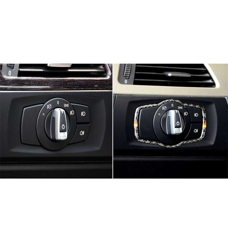 Yellow Red Color Carbon Fiber Car Headlight Switch Decorative Sticker for BMW E90 / E92 / E93 200...