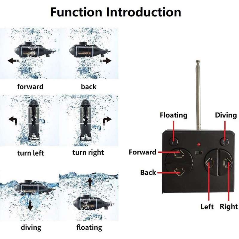 Children 2.4G Electric Six-Way Mini Submarine Model Boy Playing In Water Remote Control Boat Nucl...
