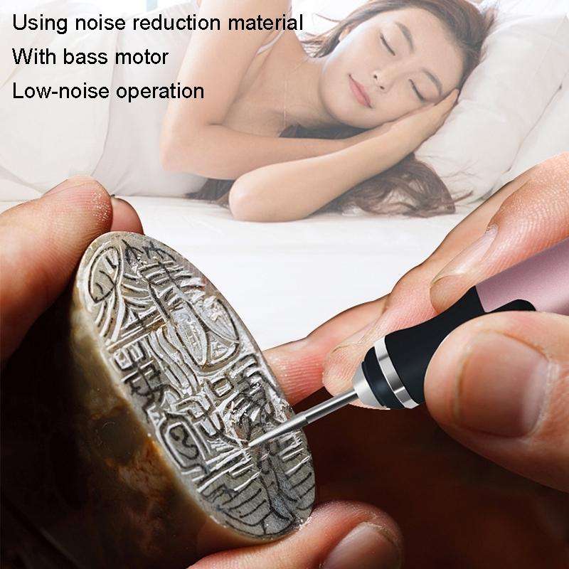 SNJ-3681 Mini Engraving Pen Wireless Polishing Electric Grinder(Silver Carving Template Set)